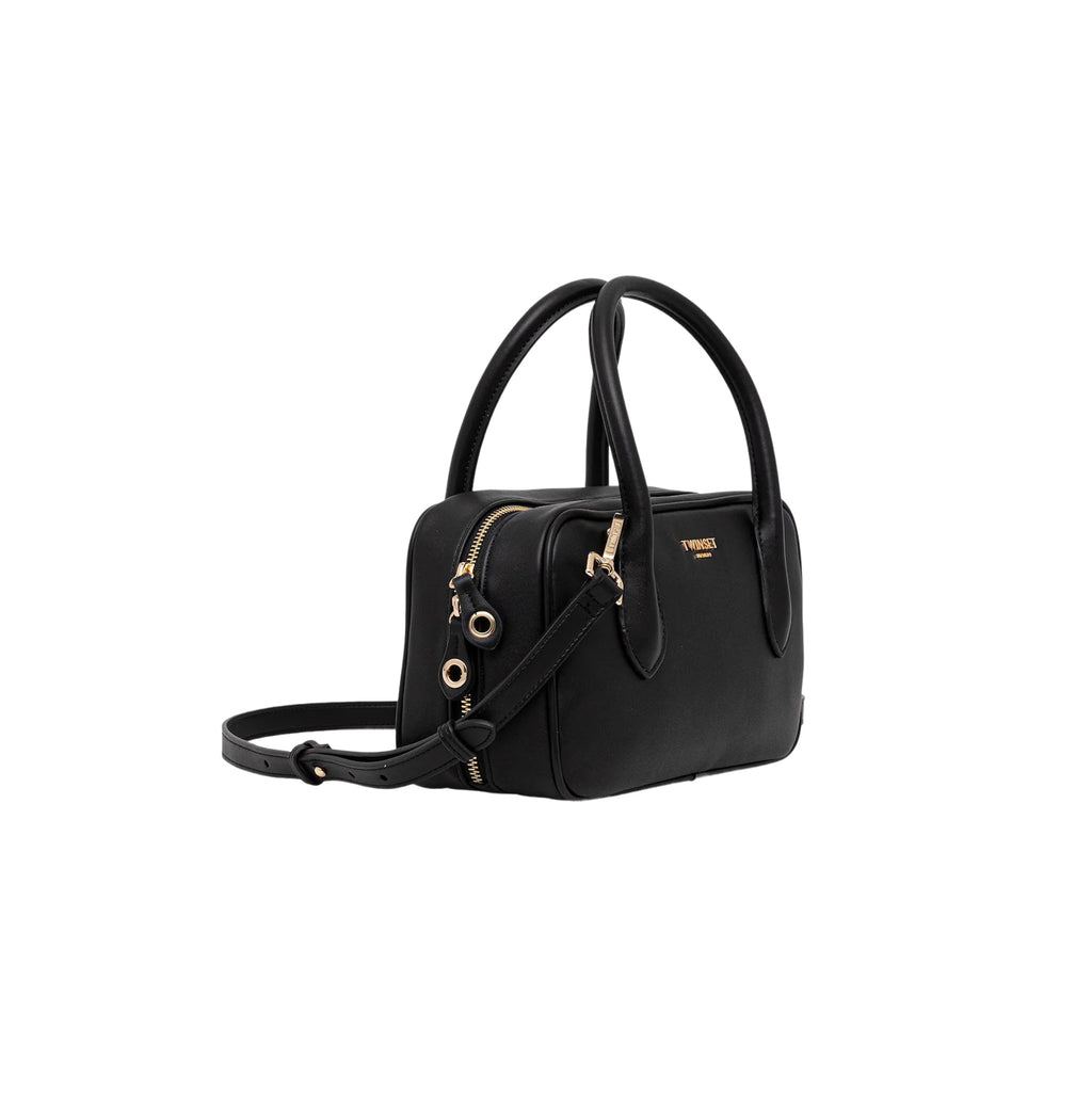TWINSET Women's Black Boston Bag with Removable Shoulder Strap