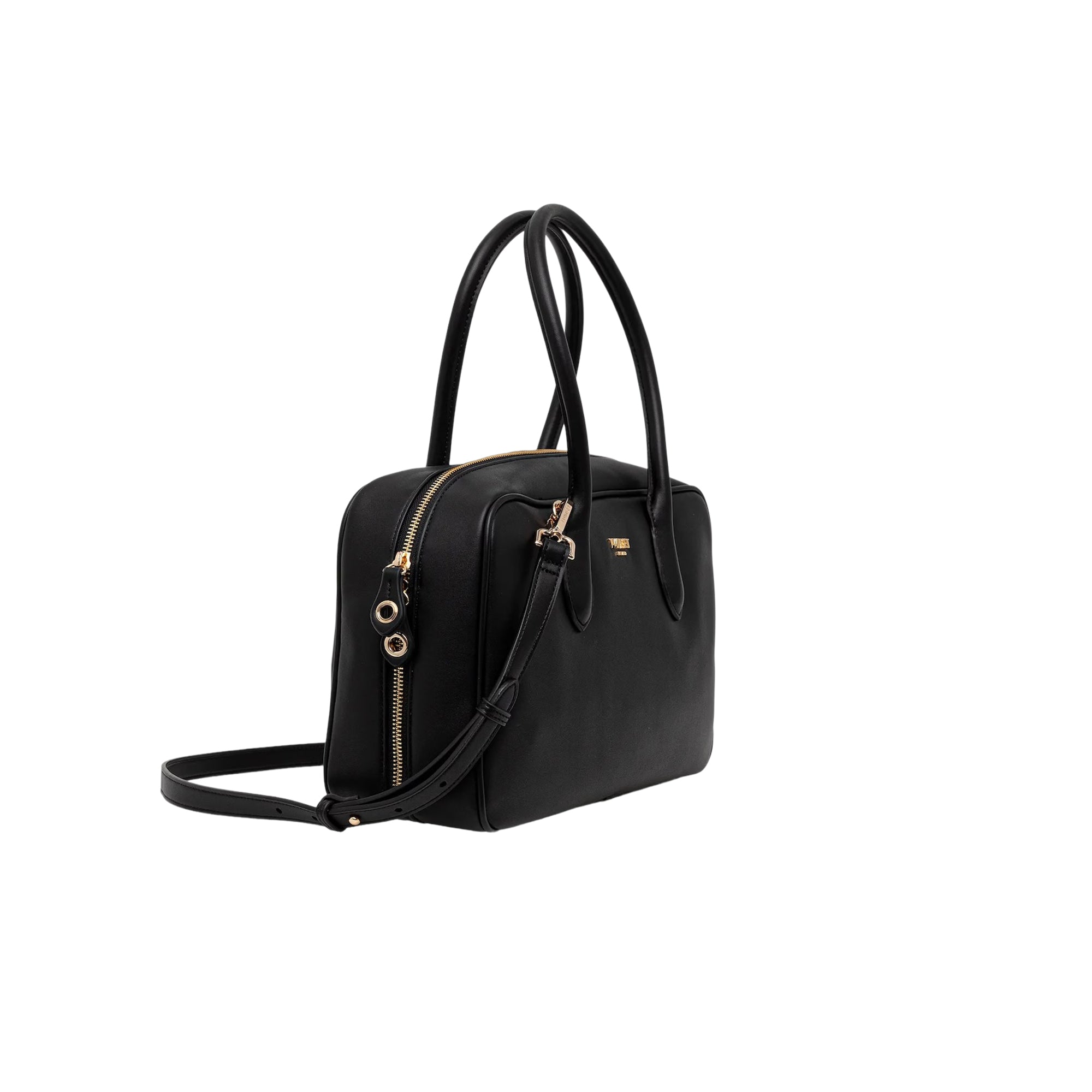 TWINSET Women's Black Boston Bag with Adjustable Shoulder Strap