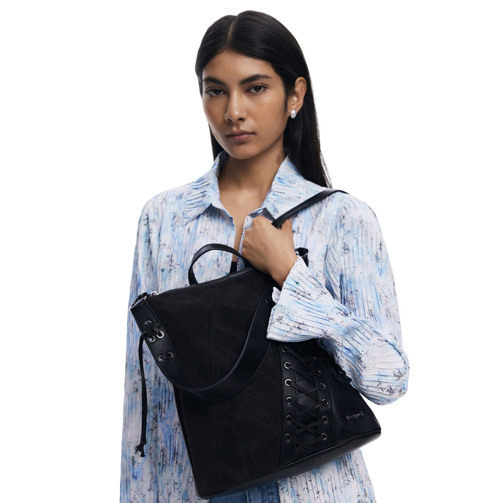 DESIGUAL Women's Patch Tango Pretoria Mini Black Backpack