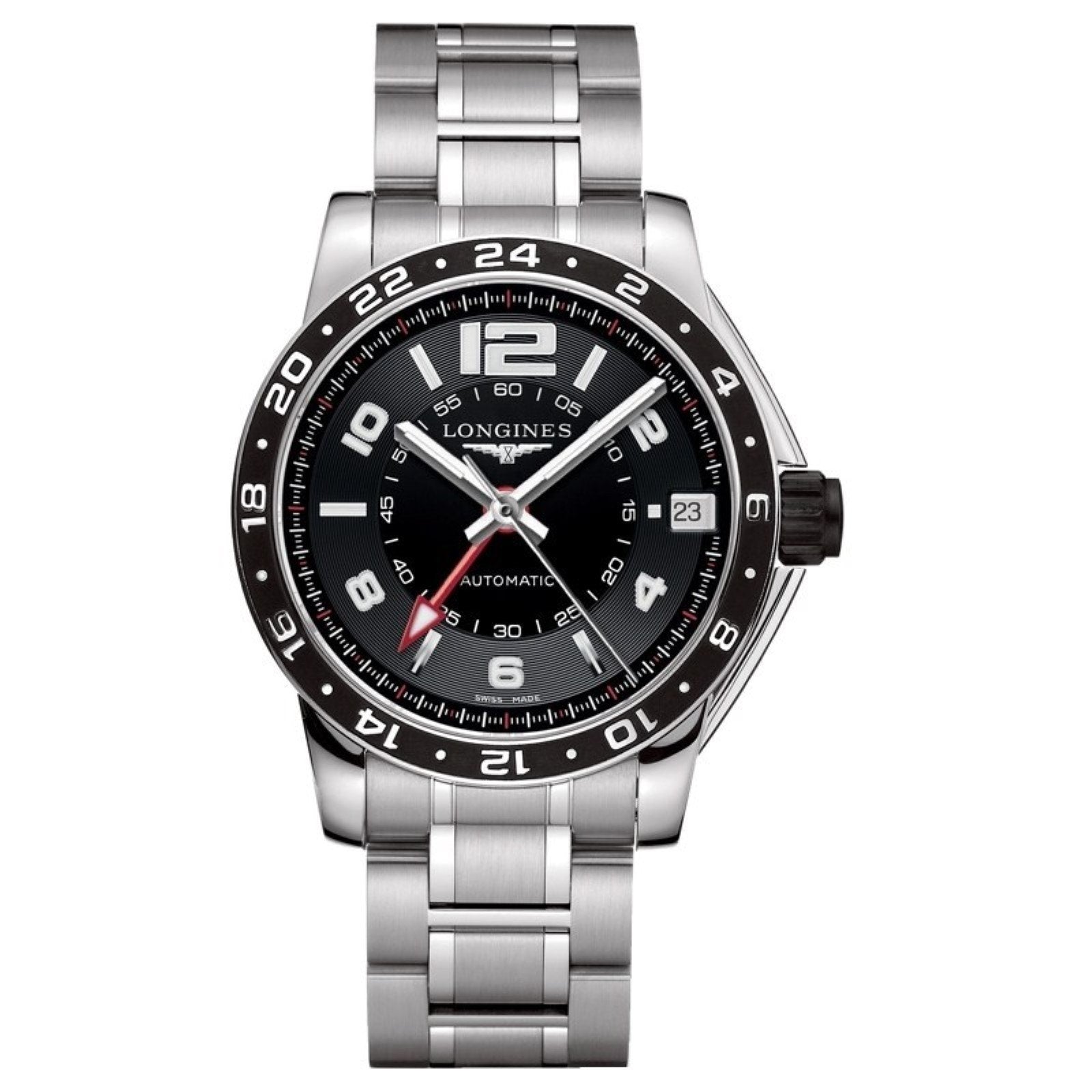 Longines orologio Admiral GMT 42mm nero automatico acciaio L3.668.4.56.6