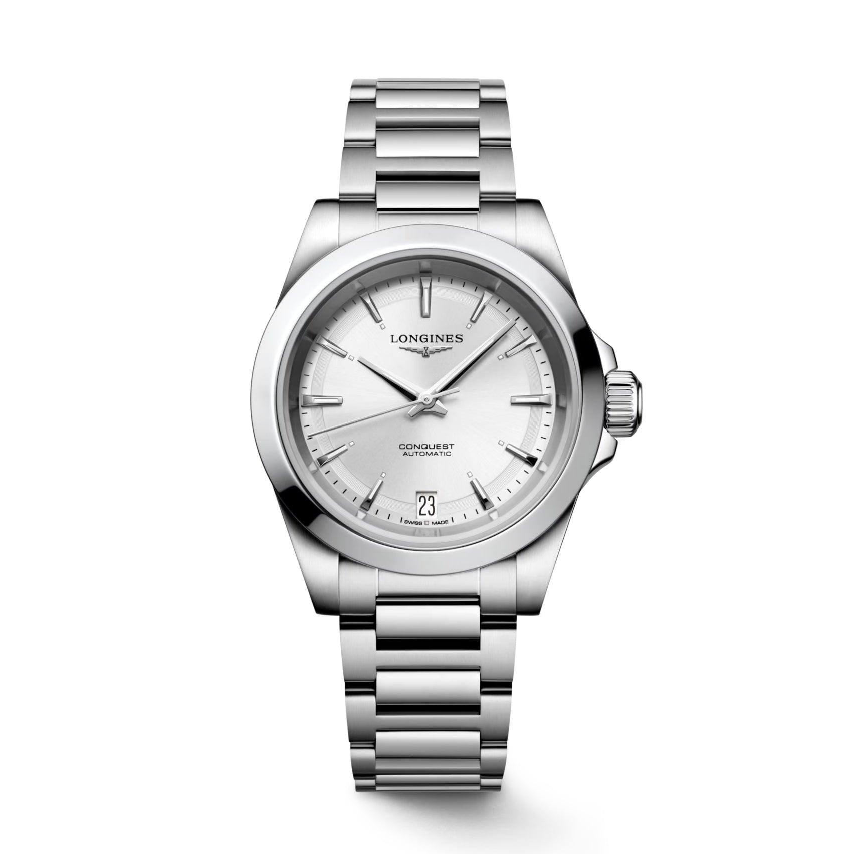 Longines orologio Conquest 2023 34mm argento automatico acciaio L3.430.4.72.6