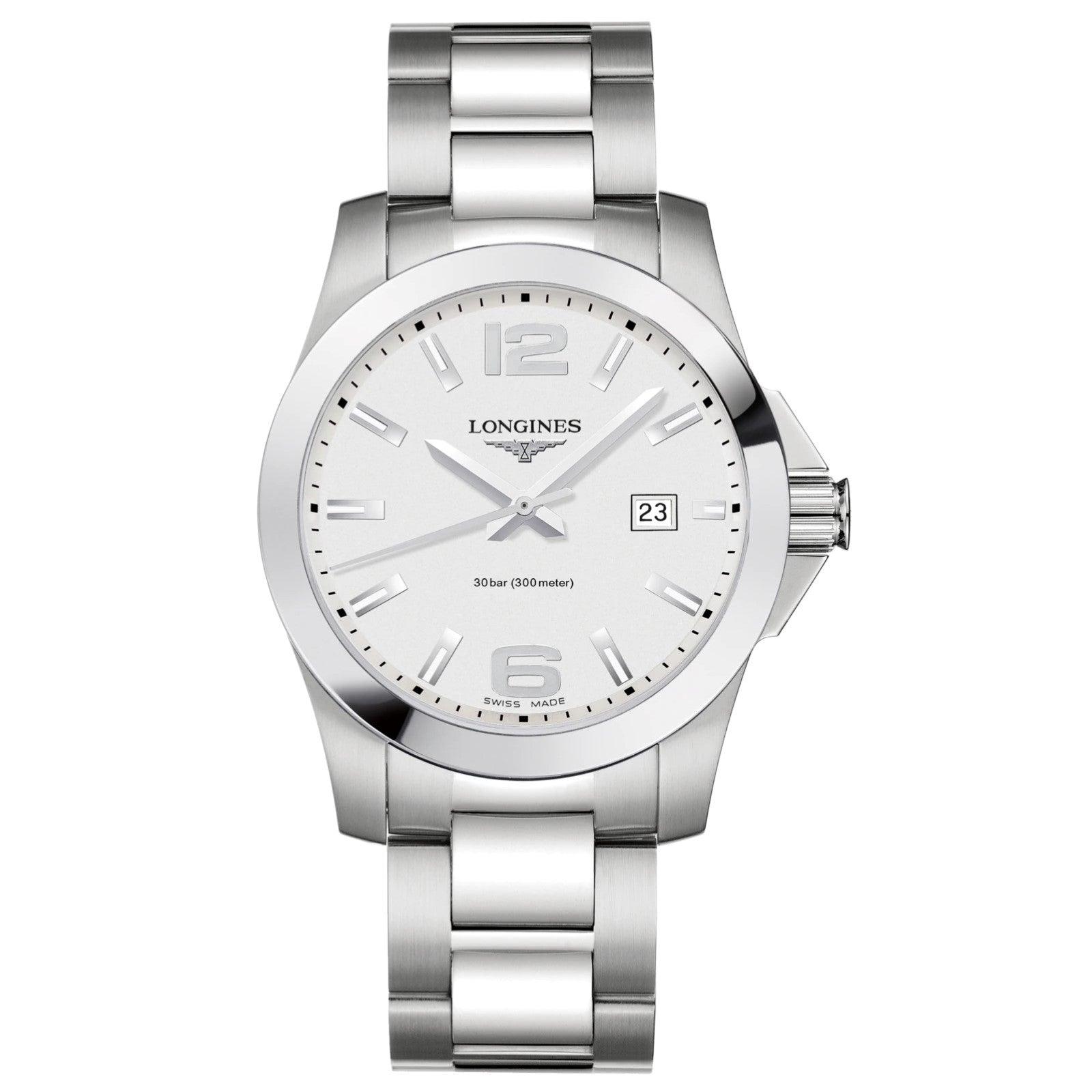 Longines orologio Conquest 41mm argento quarzo acciaio L3.759.4.76.6