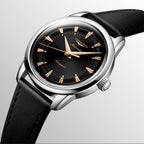 Longines orologio Conquest Heritage 38mm nero automatico acciaio L1.649.4.52.2