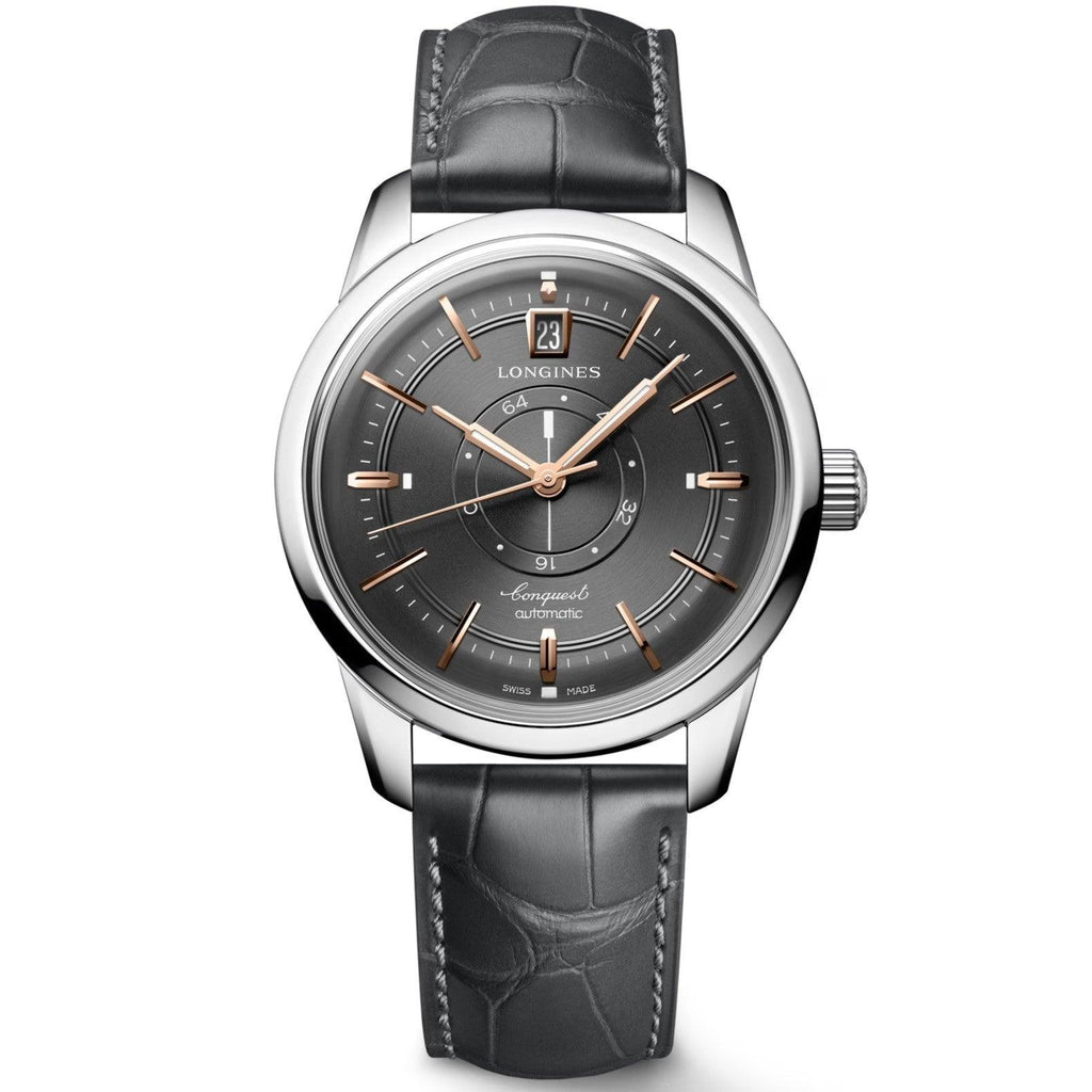 Longines Conquest Heritage Central Power Reserve 38mm anthracite automatic steel watch L1.648.4.62.2