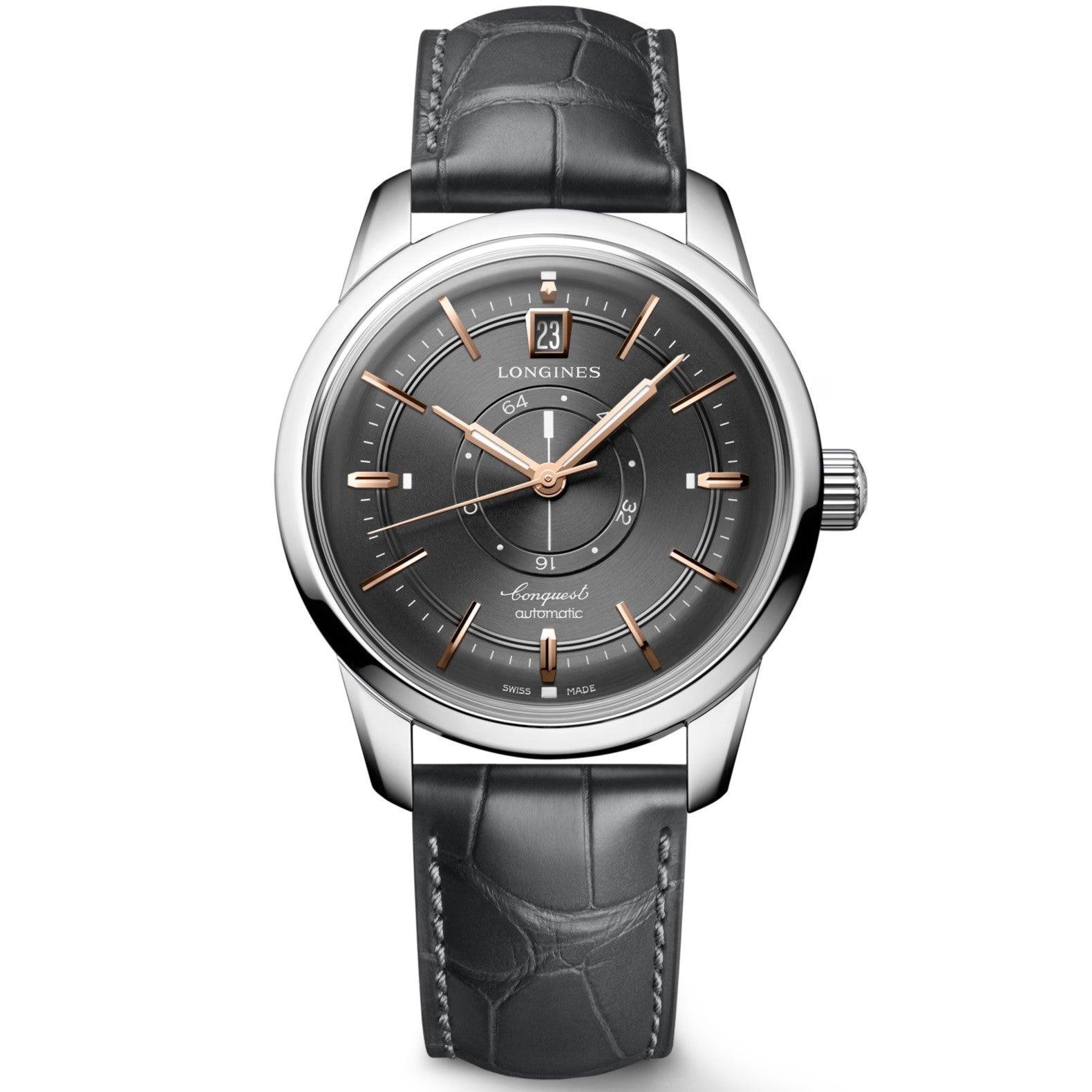 Longines orologio Conquest Heritage Central Power Reserve 38mm antracite automatico acciaio L1.648.4.62.2