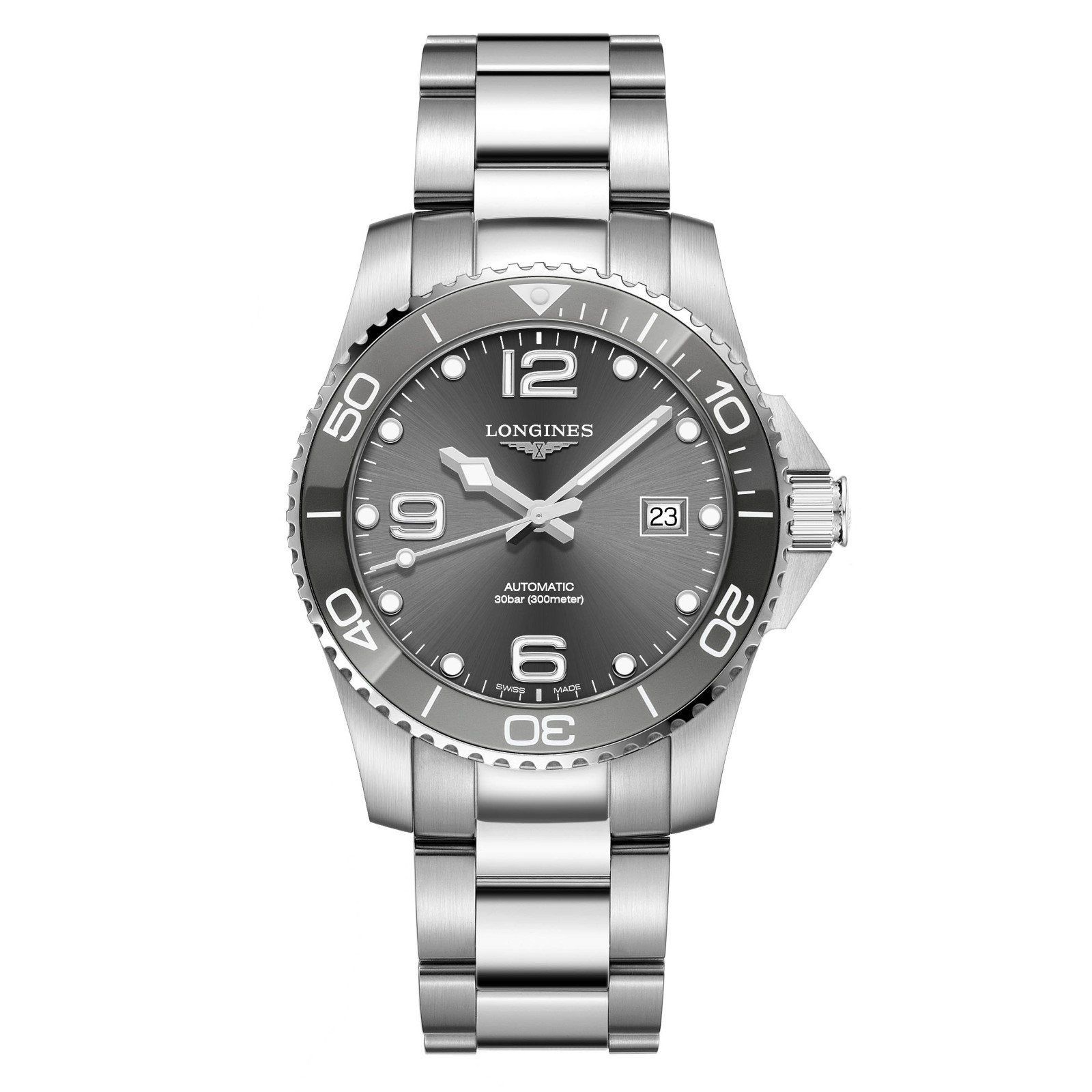 Longines HydroConquest ceramic watch 41mm grey automatic steel L3.781.4.76.6