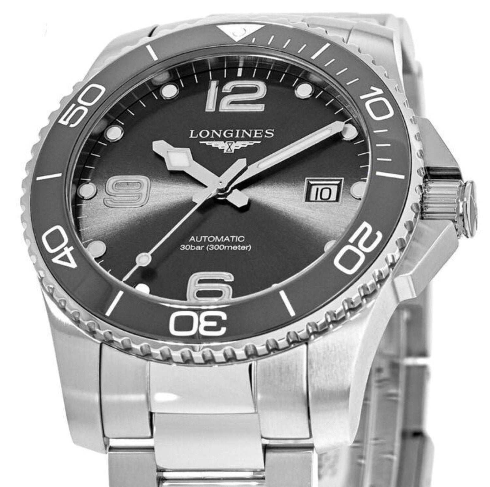 Longines HydroConquest ceramic watch 41mm grey automatic steel L3.781.4.76.6