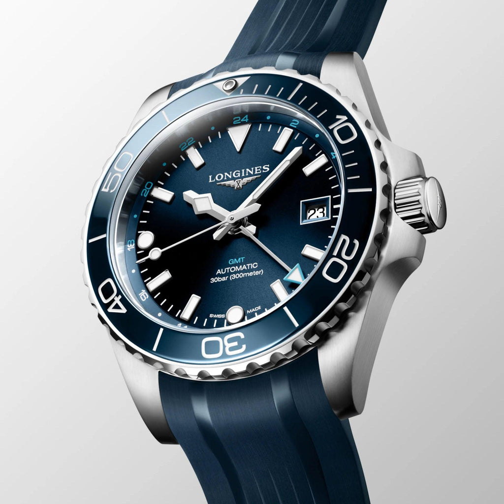 Longines orologio Hydroconquest GMT 41mm blu automatico acciaio L3.790.4.96.9