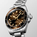 Longines orologio Hydroconquest GMT 41mm marrone automatico acciaio L3.790.4.66.6