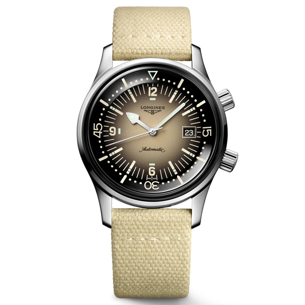 Longines orologio Legend Diver Watch 42mm beige automatico acciaio L3.774.4.30.2