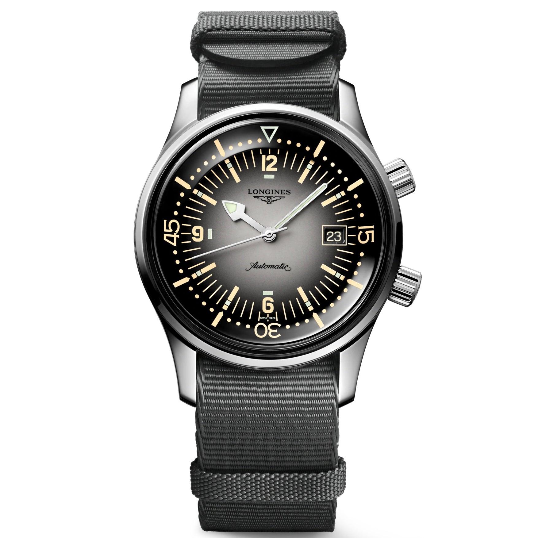 Longines orologio Legend Diver Watch 42mm grigio automatico acciaio L3.774.4.70.2