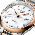 Longines orologio Master Collection 29mm madreperla diamanti automatico acciaio oro rosa L2.257.5.89.7