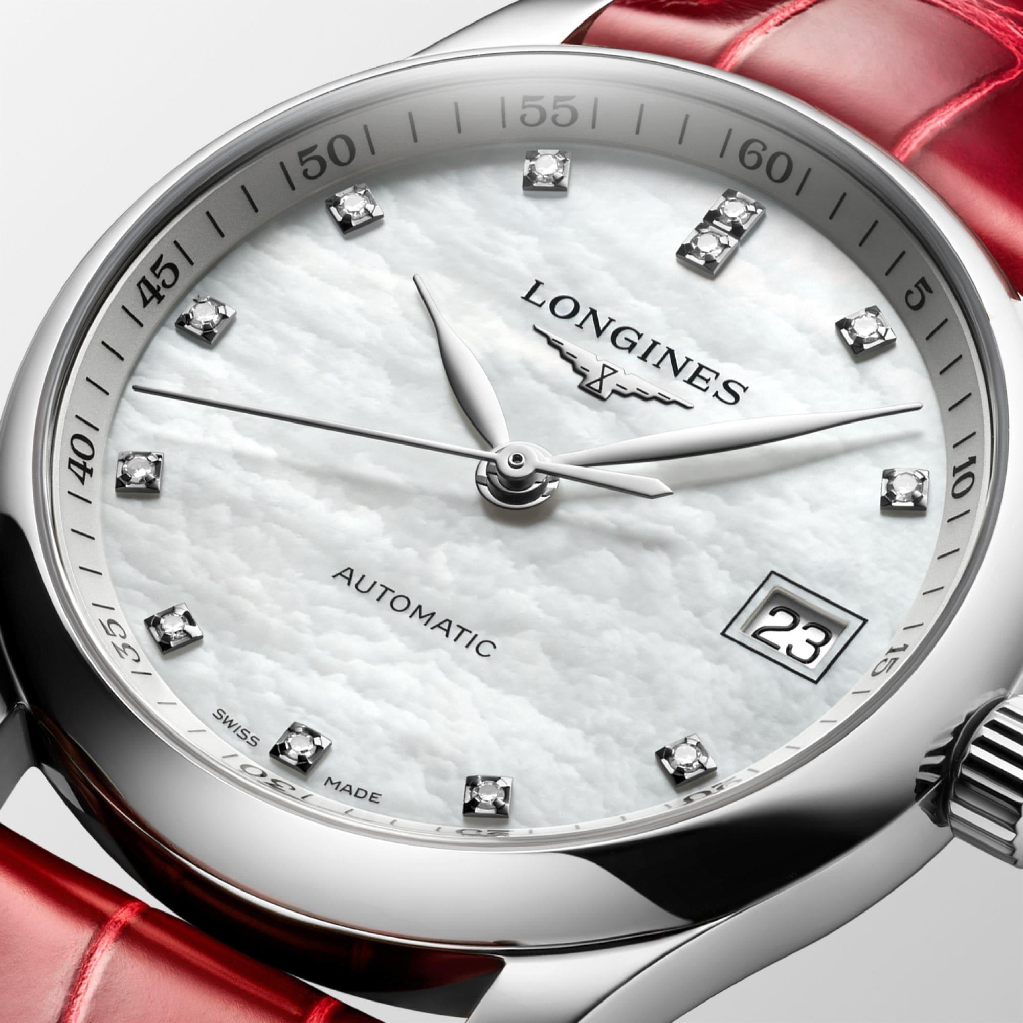 Longines orologio Master Collection 34mm madreperla diamanti automatico acciaio L2.357.4.87.2
