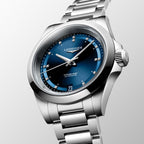 Longines orologio New Conquest 34mm blu automatico acciaio L3.430.4.97.6