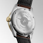 Longines orologio Spirit Zulu Time 39mm nero automatico acciaio e oro giallo 18kt L3.802.5.53.2