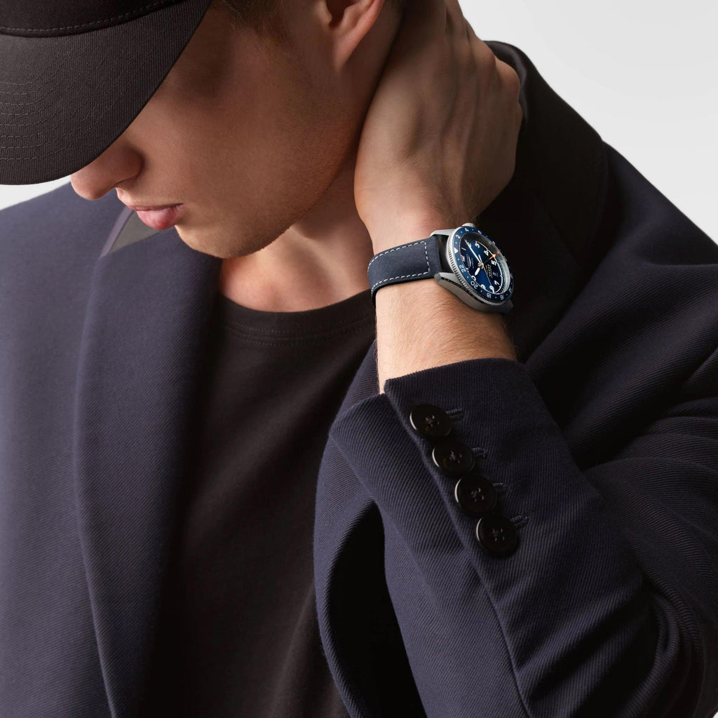 Longines orologio Spirit Zulu Time 42mm blu automatico acciaio L3.812.4.93.2