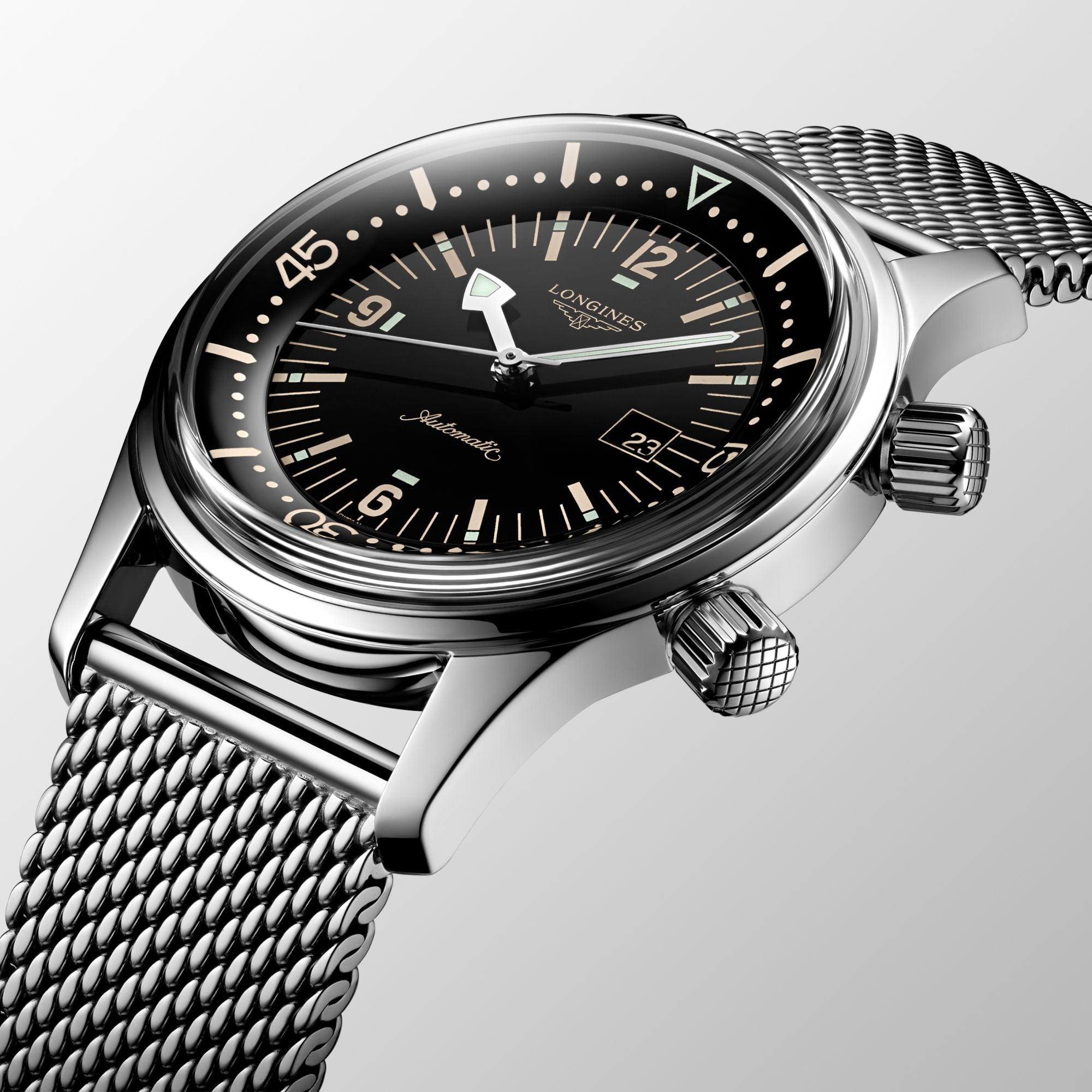 Longines orologio The Longines Legend Diver Watch 36mm nero automatico acciaio L3.374.4.50.6