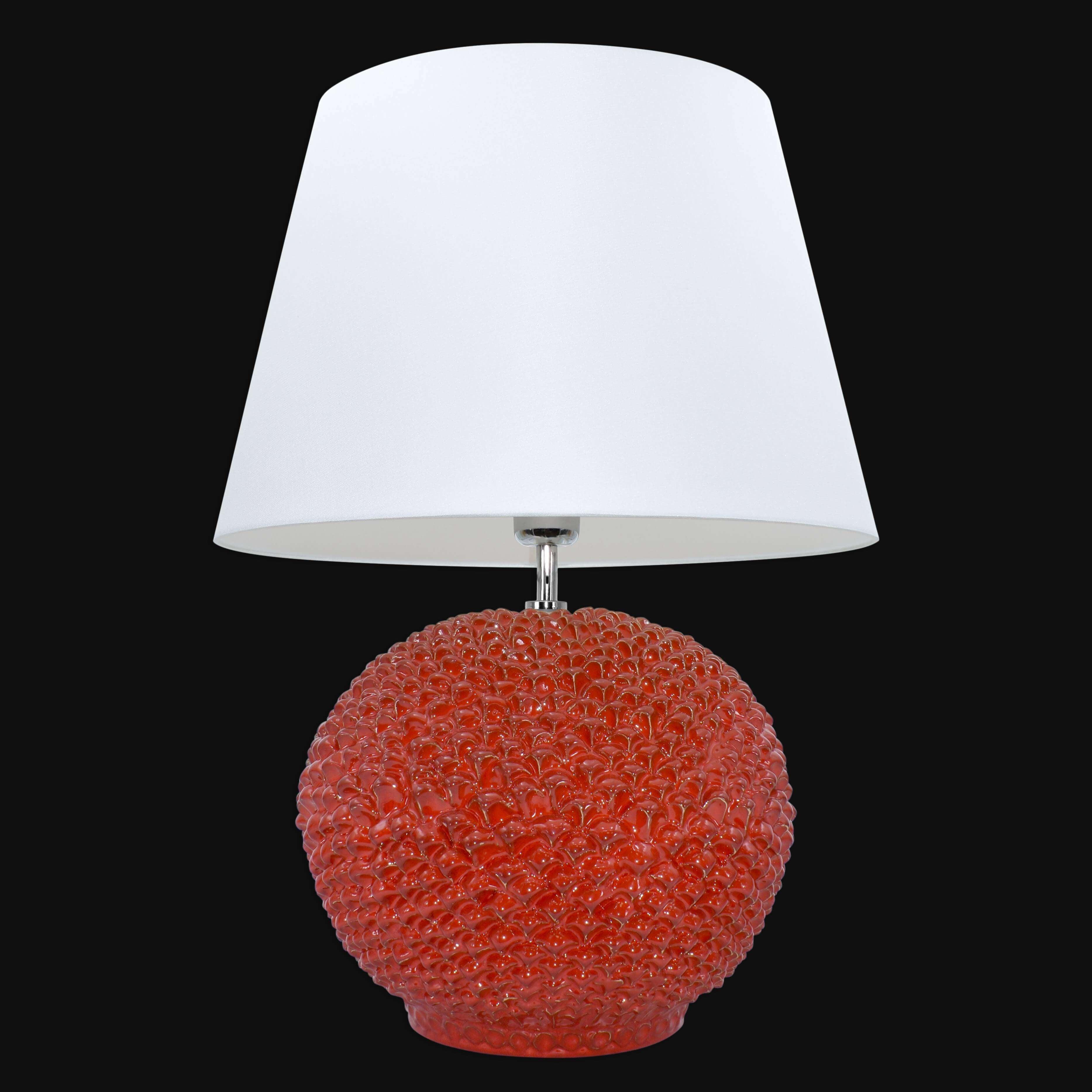 Lume palla a pigna in ceramica decoro Rosso Fuoco Ceramiche di Caltagirone Sofia