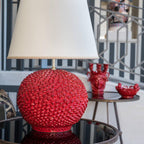 Lume palla a pigna in ceramica decoro Rosso Fuoco Ceramiche di Caltagirone Sofia