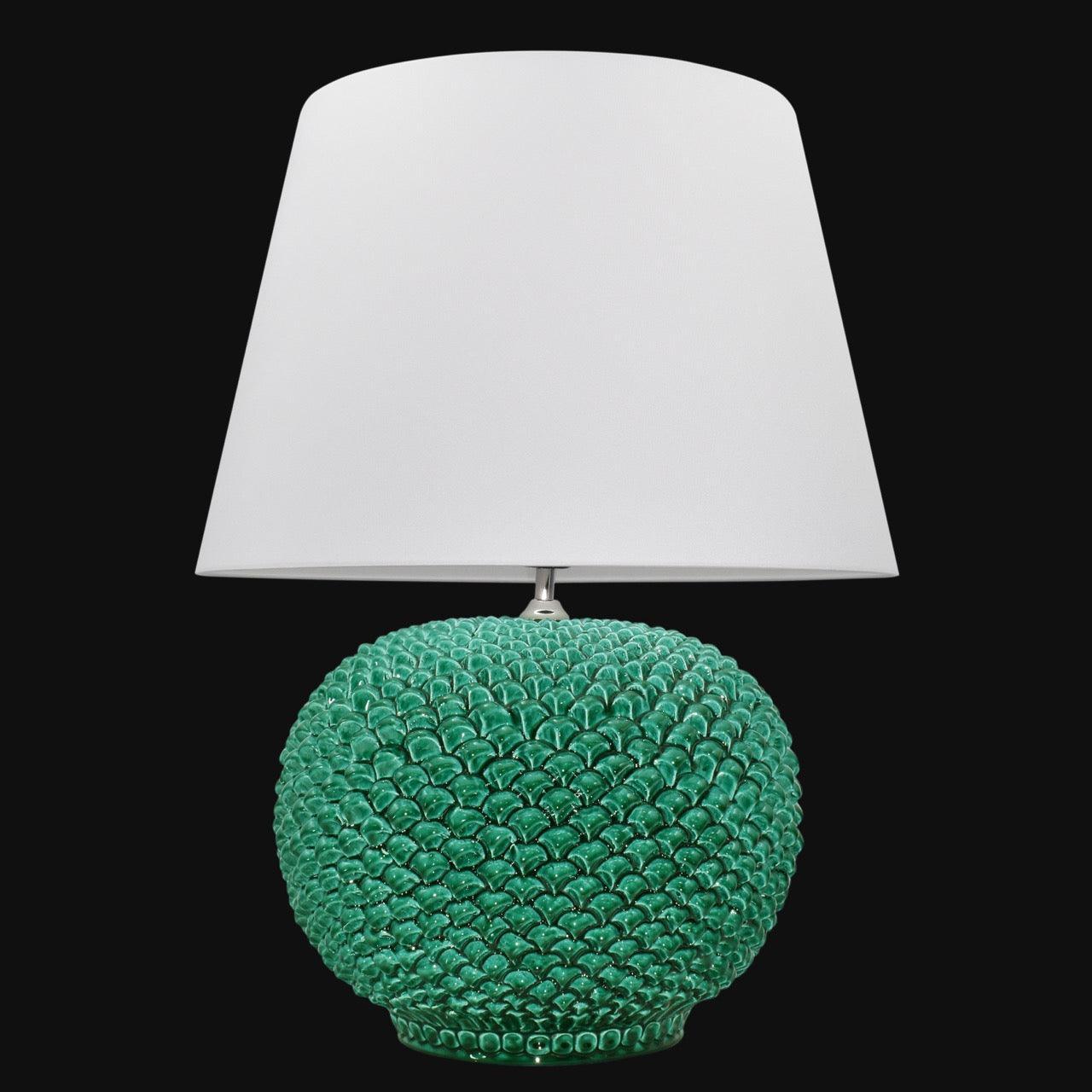 Lume a Palla Pigna in Ceramica di Caltagirone — Verde Smeraldo
