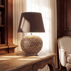 Pinecone-shaped ceramic lamp in various sizes, Antiqued Mother-of-Pearl finish