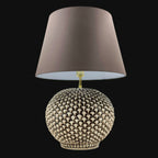 Pinecone-shaped ceramic lamp in various sizes, Antiqued Mother-of-Pearl finish