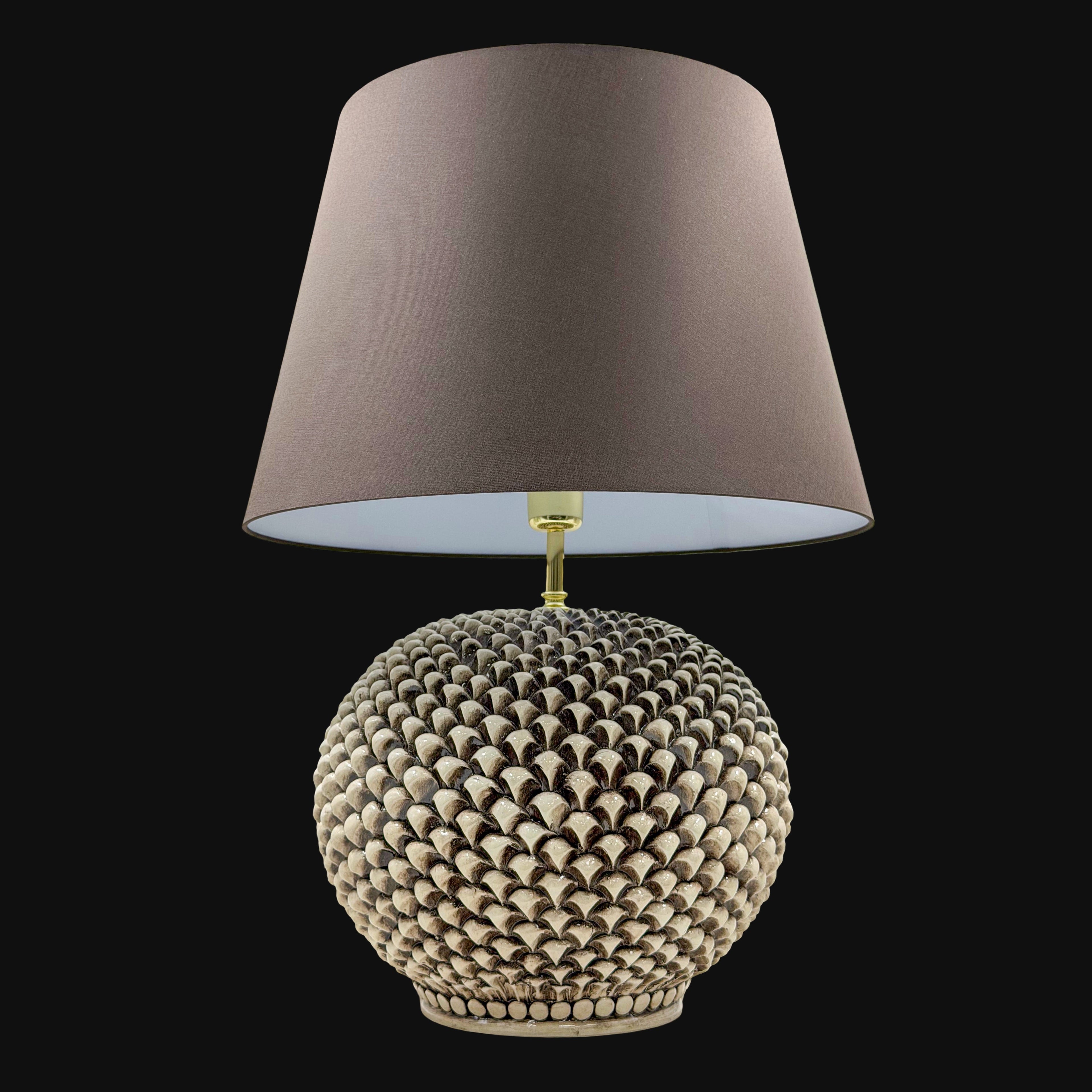 Pinecone-shaped ceramic lamp in various sizes, Antiqued Mother-of-Pearl finish