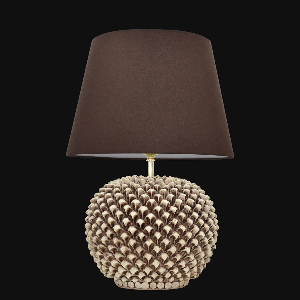 Pinecone-shaped ceramic lamp in various sizes, Antiqued Mother-of-Pearl finish