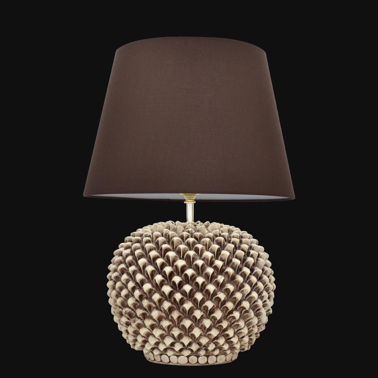 Pinecone-shaped ceramic lamp in various sizes, Antiqued Mother-of-Pearl finish