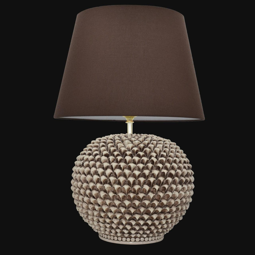 Pinecone-shaped ceramic lamp in various sizes, Antiqued Mother-of-Pearl finish
