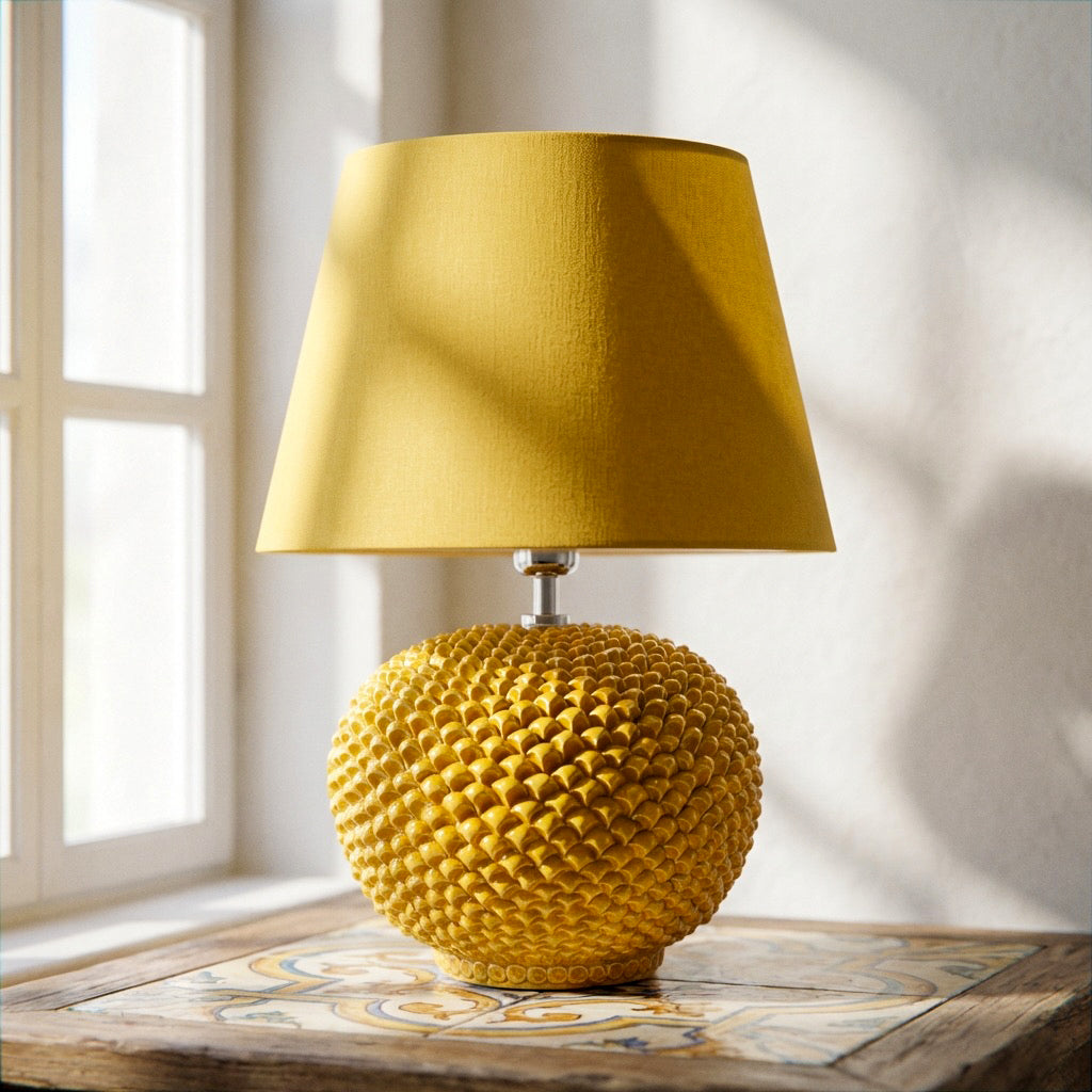 Pinecone ceramic lamp in various sizes Mustard decor