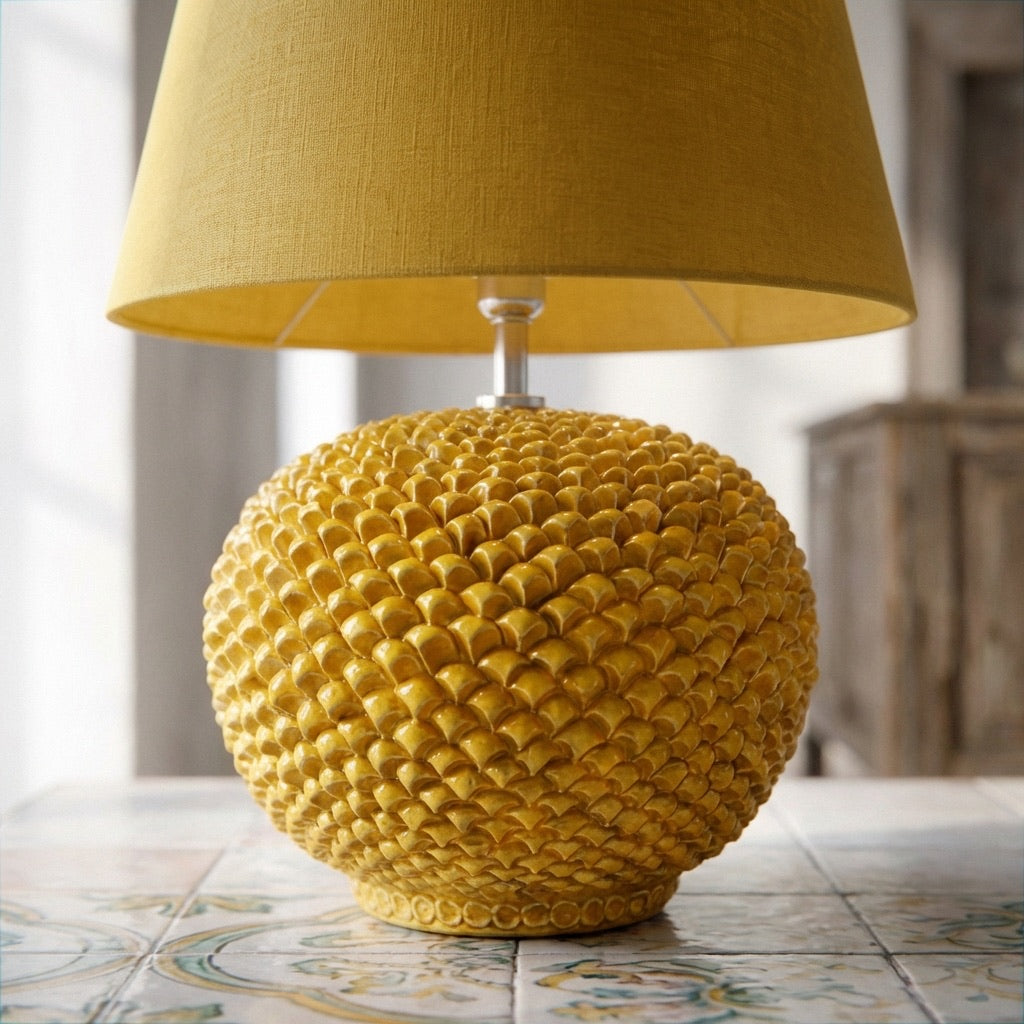 Pinecone ceramic lamp in various sizes Mustard decor