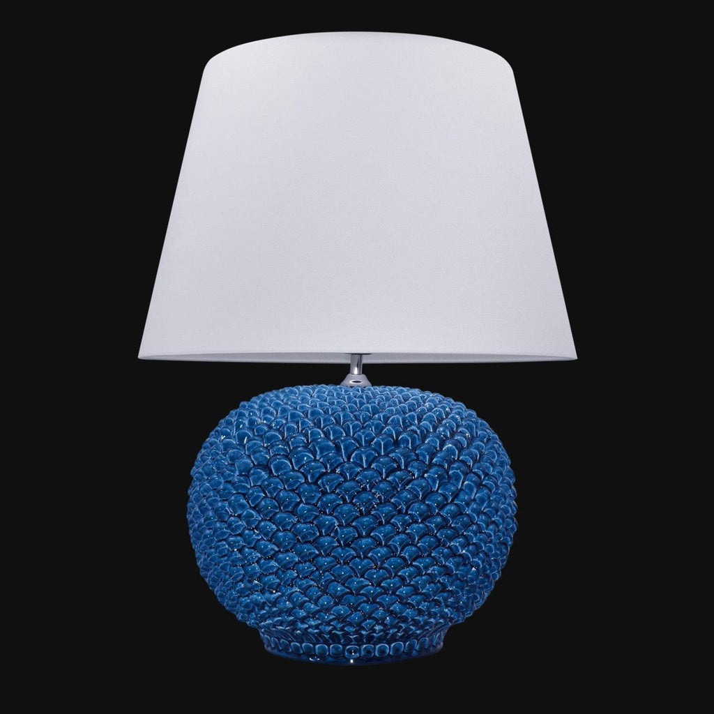 Lume palla a pigna moderno h 30 cm, h 60 con paralume in ceramica artistica di Caltagirone Ceramiche di Caltagirone Sofia