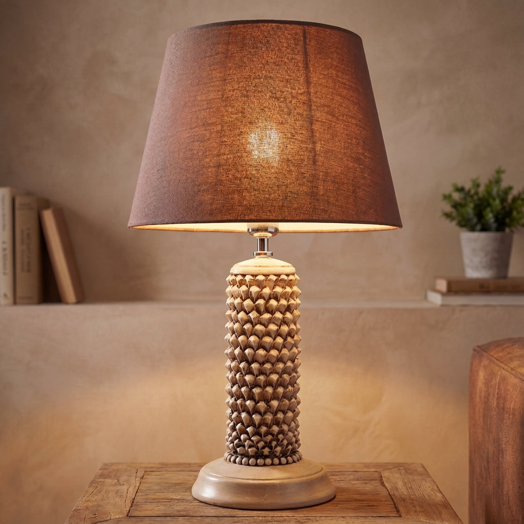 Lamp pine cone cylinder h 60 Antiqued Mother-of-pearl in Caltagirone ceramic