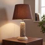 Lamp pine cone cylinder h 60 Antiqued Mother-of-pearl in Caltagirone ceramic