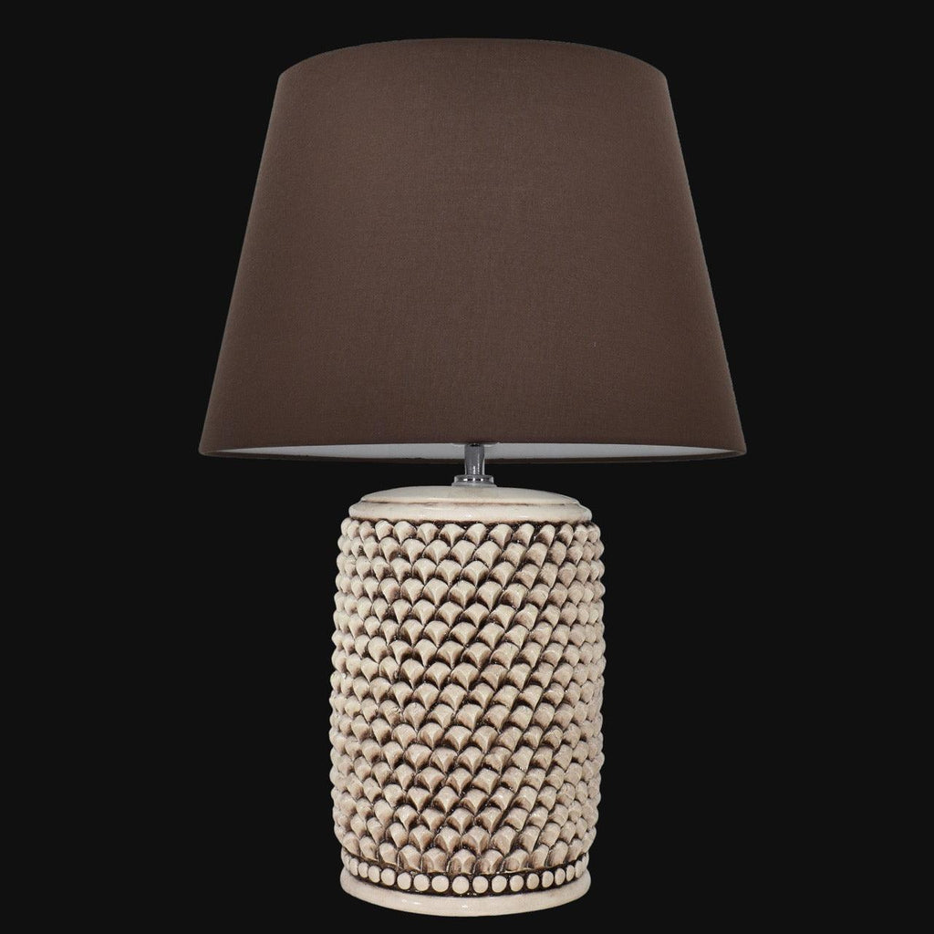 Lamp pine cone cylinder h 60 Antiqued Mother-of-pearl in Caltagirone ceramic