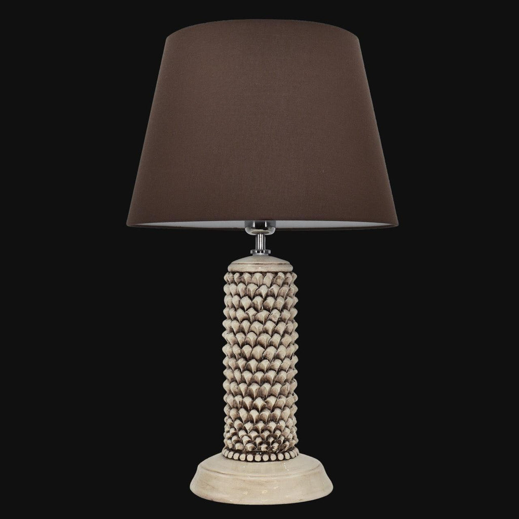 Lamp pine cone cylinder h 60 Antiqued Mother-of-pearl in Caltagirone ceramic