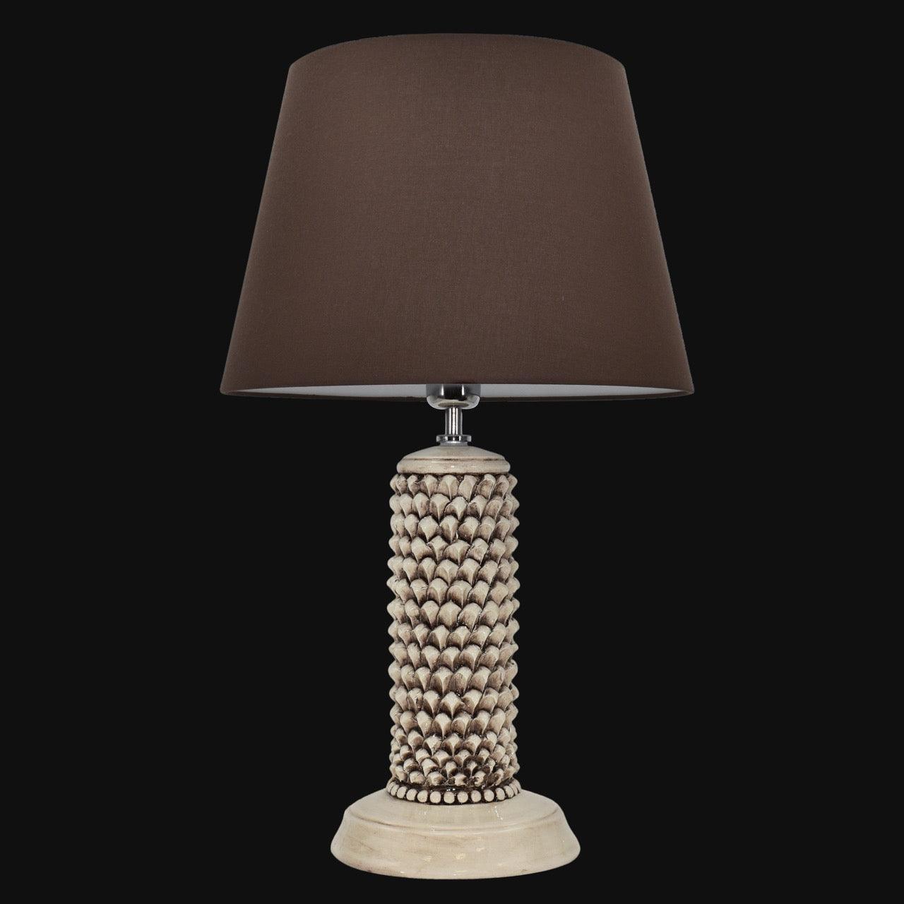 Lamp pine cone cylinder h 60 Antiqued Mother-of-pearl in Caltagirone ceramic
