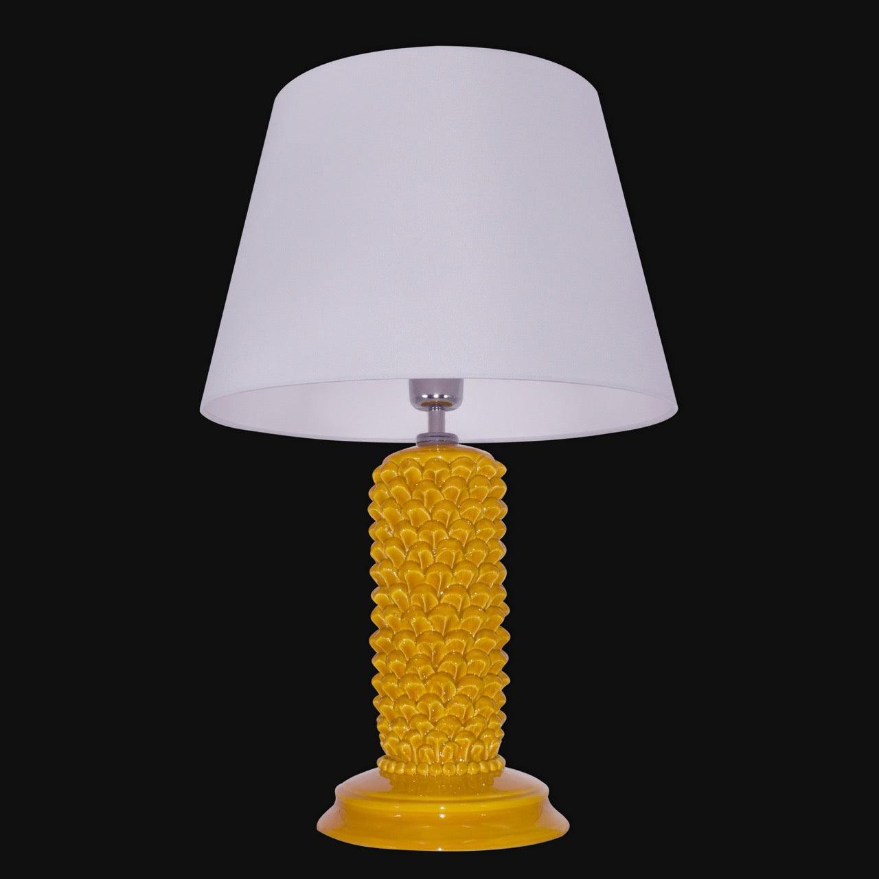 Lume Pigna Cilindro in Ceramica di Caltagirone h 60 cm — Senape