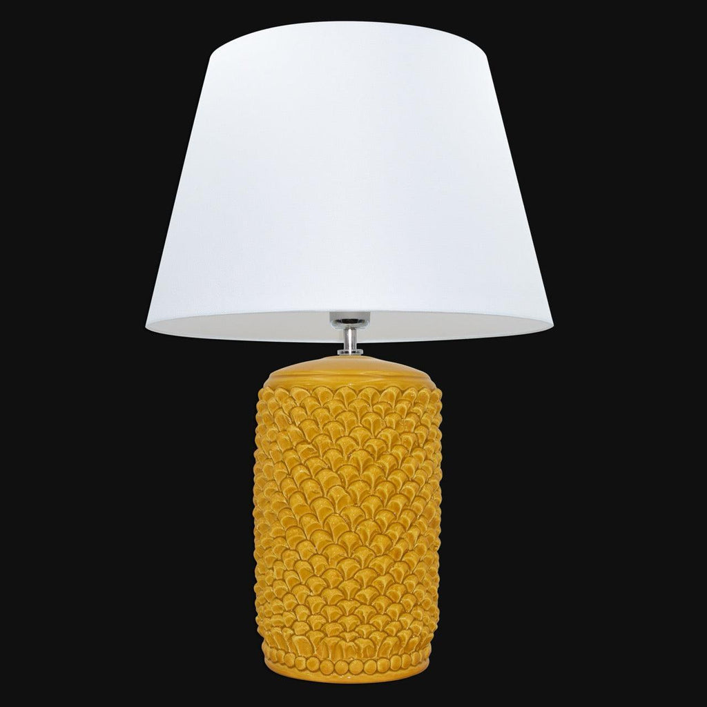 Lume Pigna Cilindro in Ceramica di Caltagirone h 60 cm — Senape