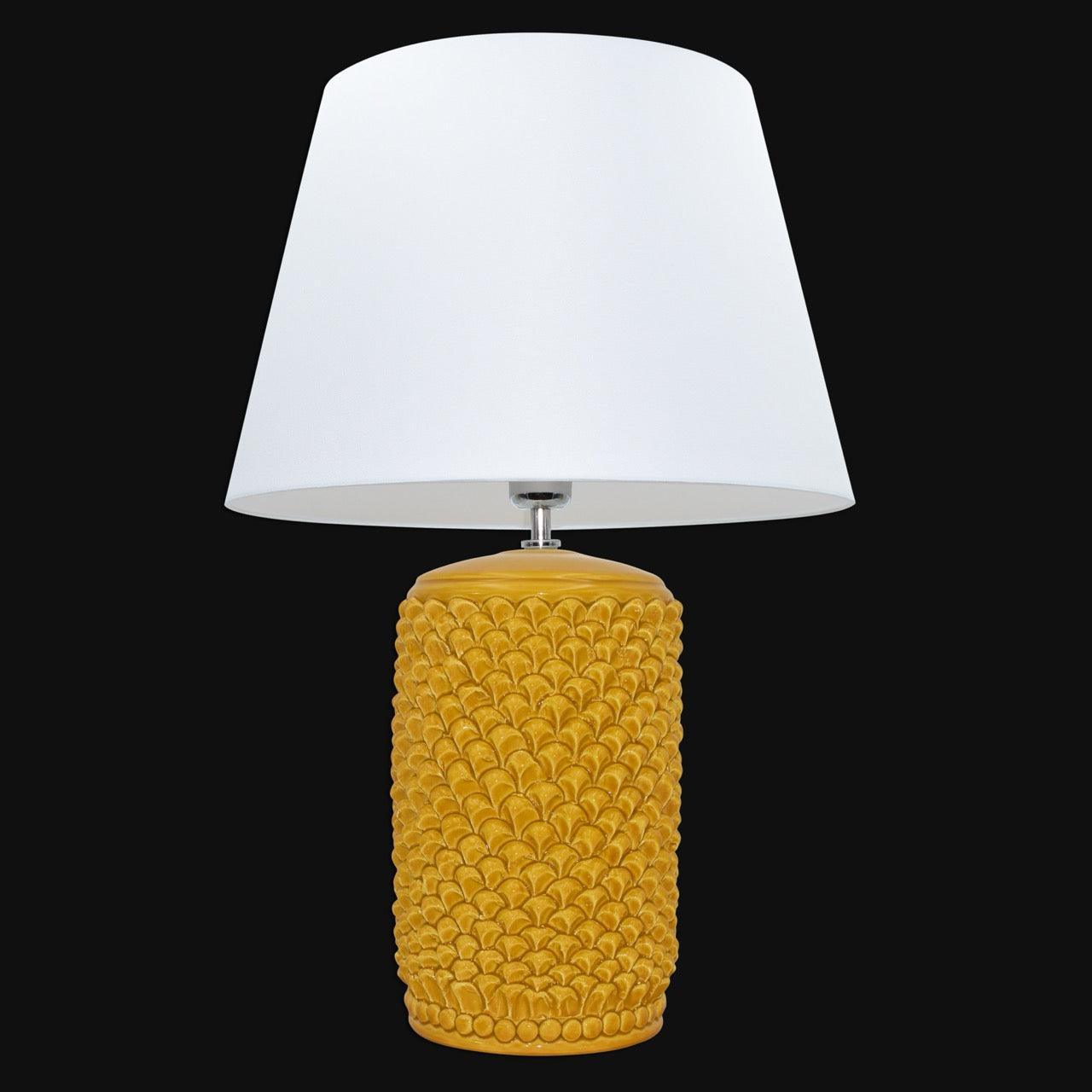 Lume Pigna Cilindro in Ceramica di Caltagirone h 60 cm — Senape
