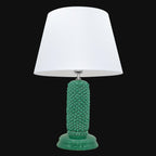 Lume Pigna Cilindro in Ceramica di Caltagirone h 60 cm — Verde Smeraldo