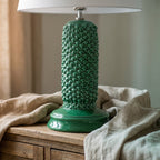 Lume Pigna Cilindro in Ceramica di Caltagirone h 60 cm — Verde Smeraldo