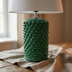 Lume Pigna Cilindro in Ceramica di Caltagirone h 60 cm — Verde Smeraldo