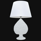 Hand-modeled White Line Pine Cone Lamp - Caltagirone Ceramics