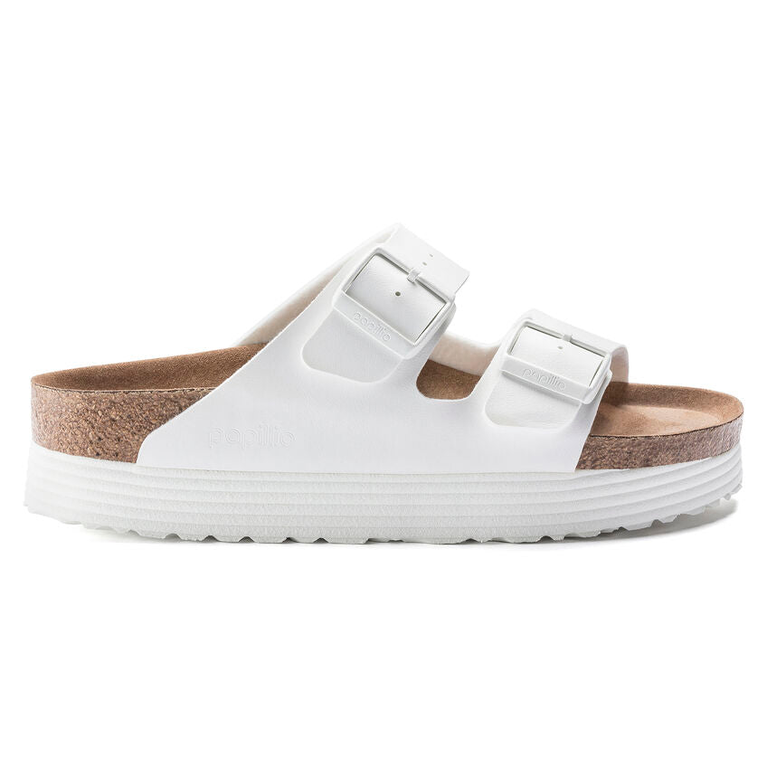 Birkenstock Arizona Grooved White Platform Narrow Fit