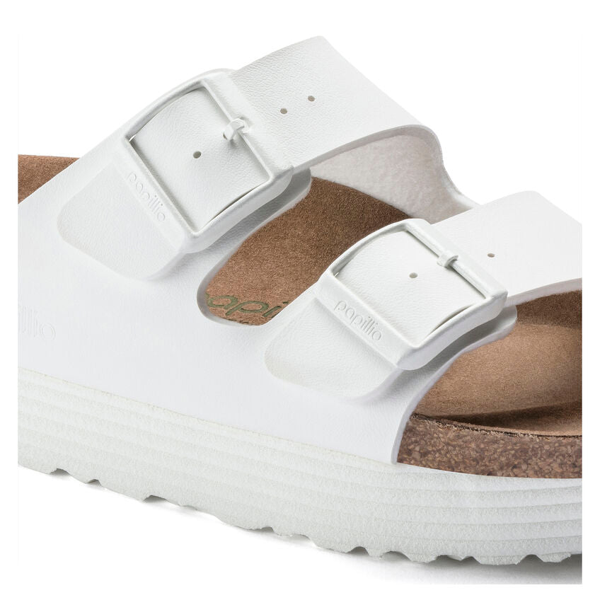 Birkenstock Arizona Grooved White Platform Narrow Fit