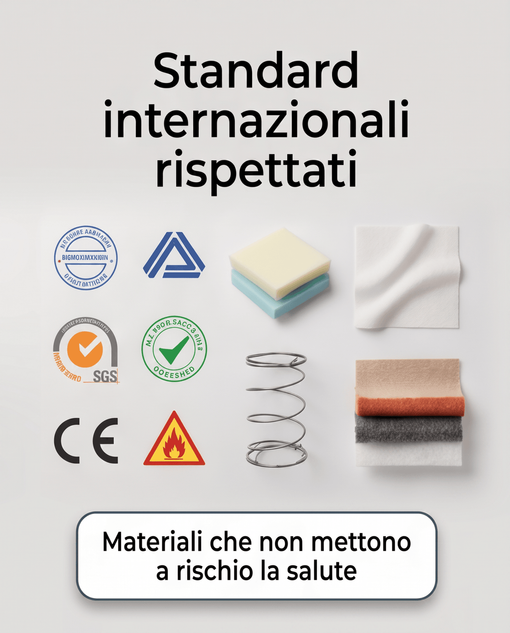 Materasso a Molle Insacchettate + 3 cm Memory Ignifugo Certificato Classe 1 IM H25 cm