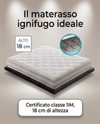 Materasso Box Eco Molle Ignifugo Certificato Classe 1 IM H18 cm