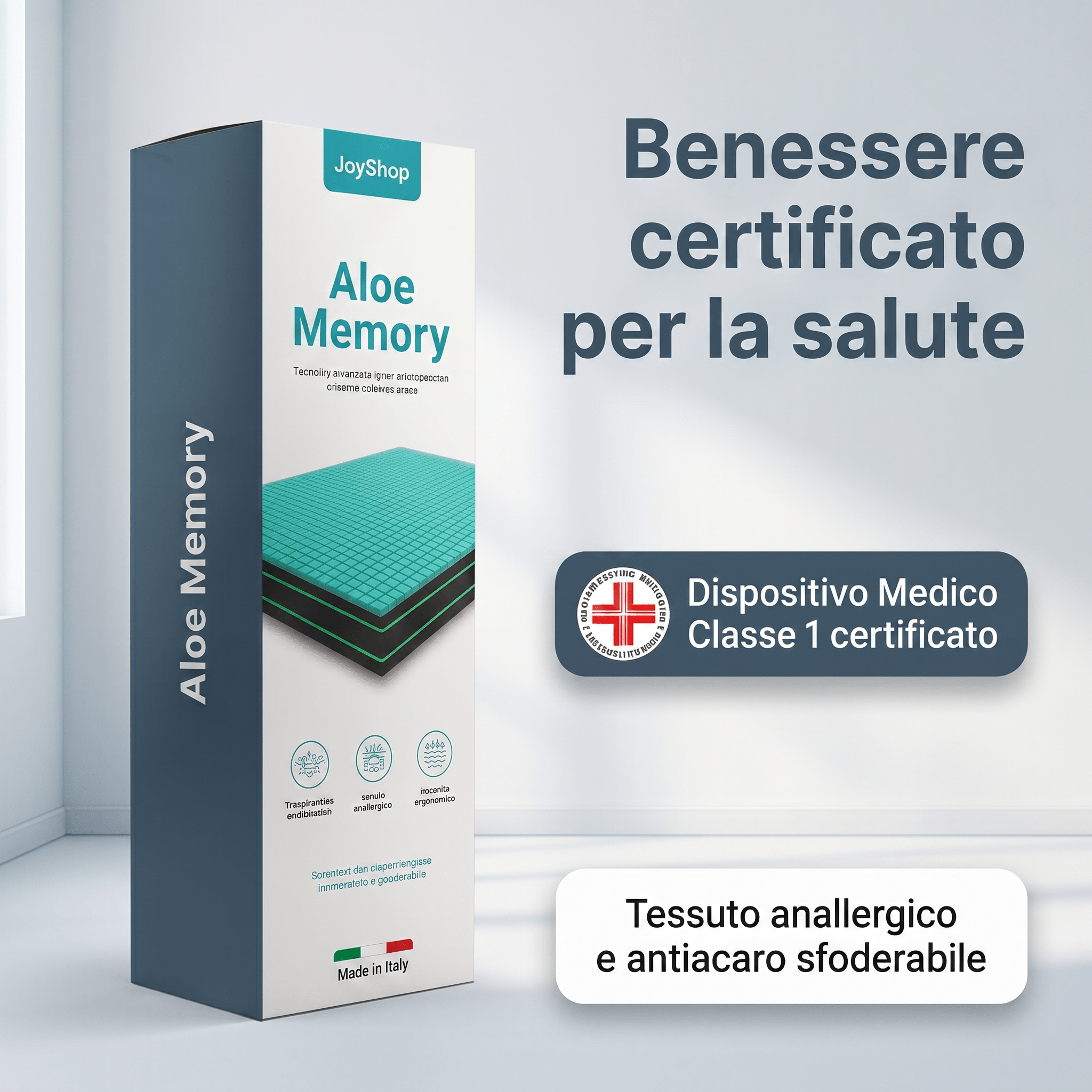 Materasso in Memory Aloe H24 Anatomico e Tessuto Hybrid - ALOE MEMORY